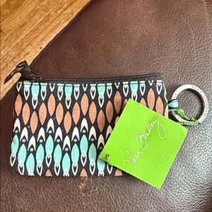 Vera Bradley Aqua and Brown Patterned ID. Wallet